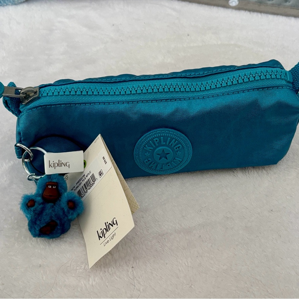 Kipling Teal Turkish Tile pencil cosmetic case